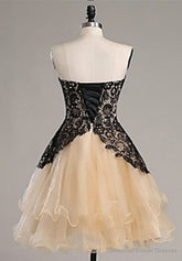 Black Lace Sweatheart Cute Short custom Elegant Wowen Short For Teens Prom Dresses